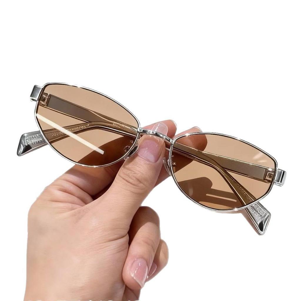 Trendy Retro Oval Metal Frame UV Protection Sunglasses for Women - Dark Green High-End Style