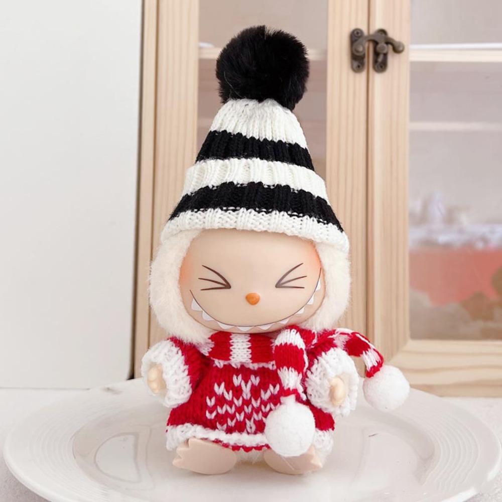 

Scarves 17cm Labubu Pendant Clothes Knitted Hat Labubu Doll s Clothes Set Children Gift style 7