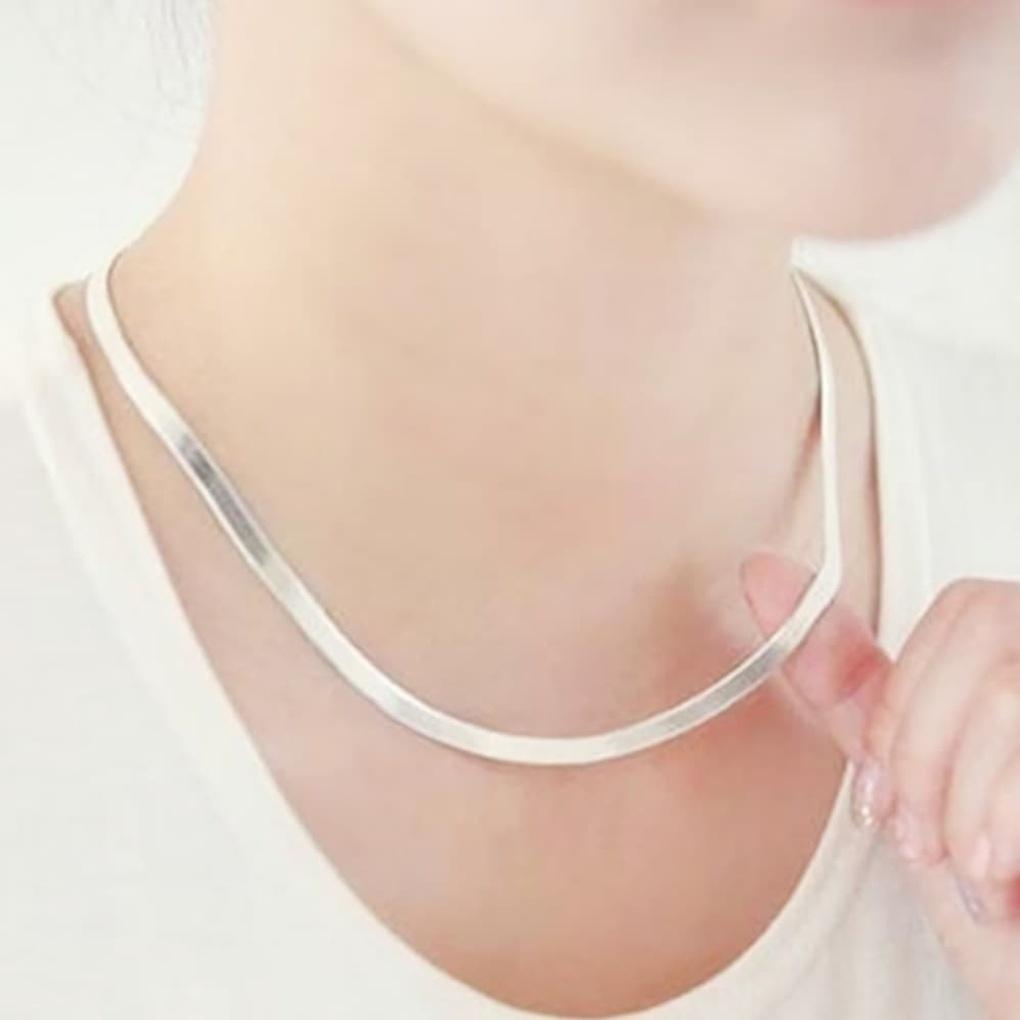 925 Silver Necklace Big Chain Layered Basic Luxury Style