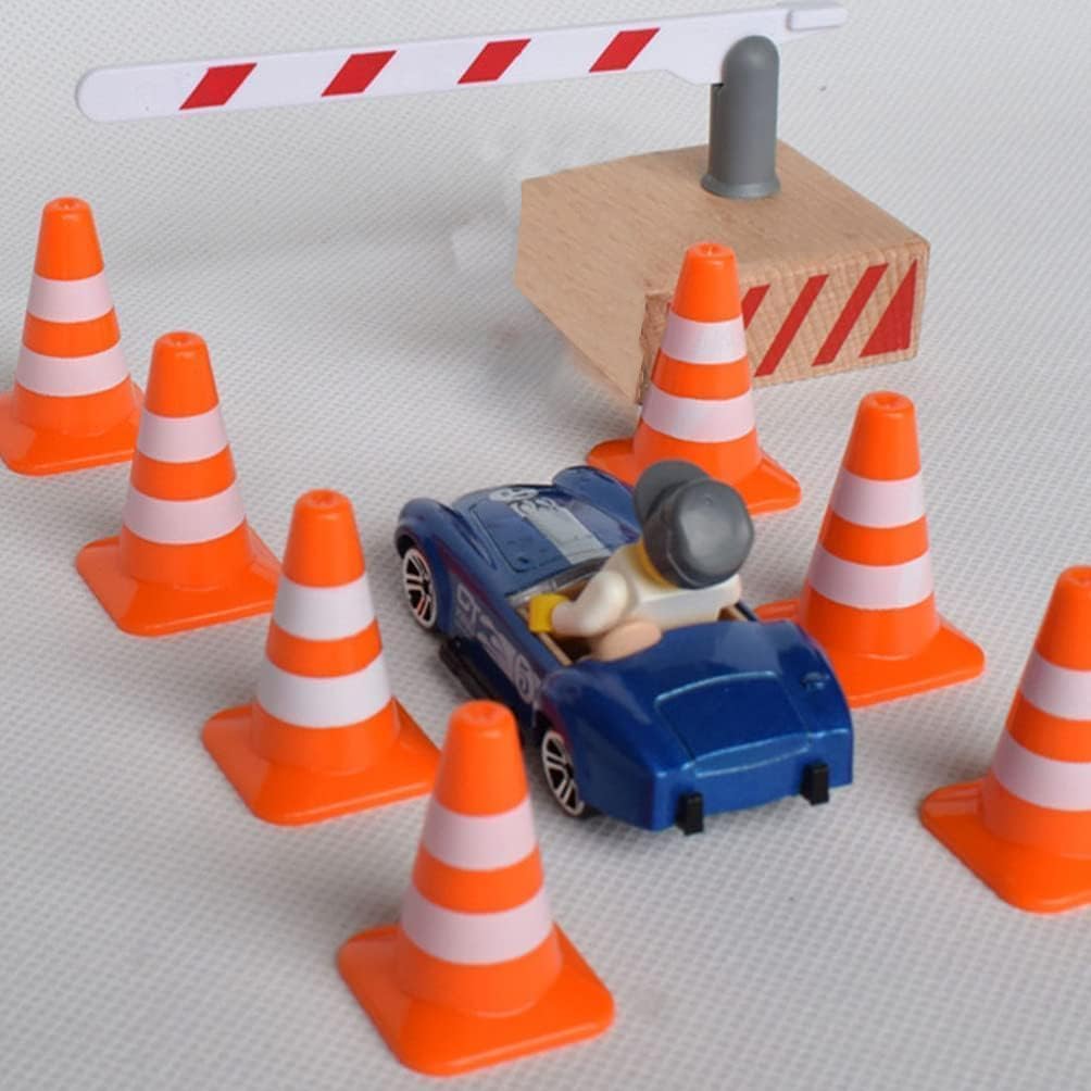 14 Stück Miniatur-Orangene Verkehrskegel, Plastikschilder, Verkehrskegel-Spielzeug, Straßenblocker, Kegel-Schilder-Modelle, Fotografie-Requisiten, Pädagogisch, Für Kinder Klein