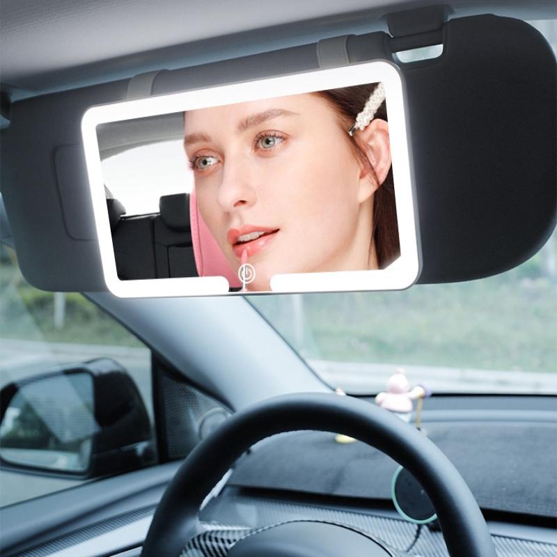 1ks Dámské dobíjecí přisvětlovací světlo Tenké kosmetické zrcátko Zrcátka do interiéru auta Deska sluneční clony LED HD make-up zrcátko pro dívky