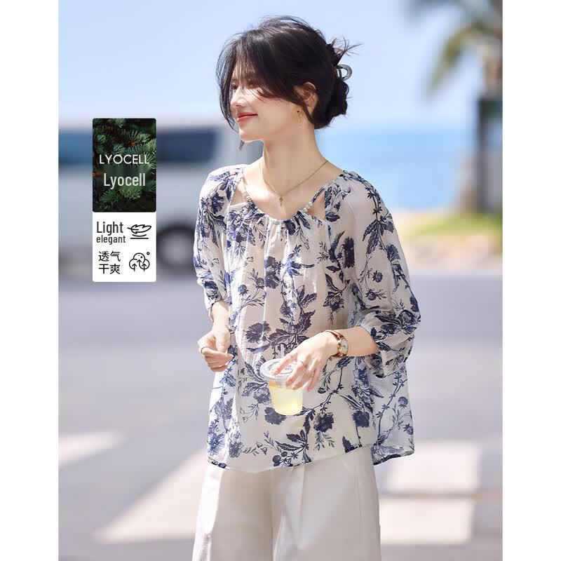 Women s New Chinese Style Floral Half-Sleeve Shirt XL