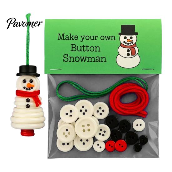 Button Ornament Crafting Set DIY Christmas Kit Stacked Colorful Buttons Tree Making Snowman/Santa/Angel/Tree Craft for Holiday Decor Educational Kids