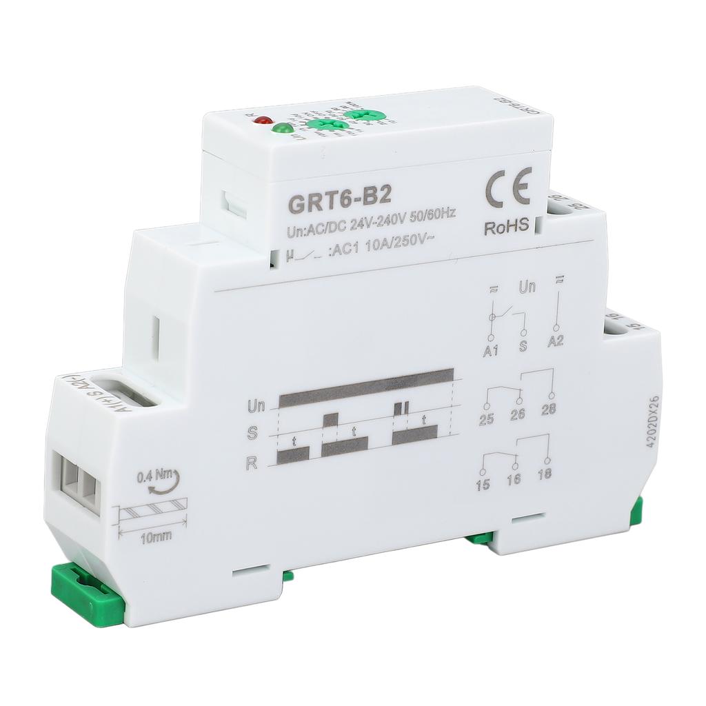 Off Delay Time Relay 0.1s To 10 Days Range 2xSPDT Output Single Function DIN Rail Time Relay AC DC