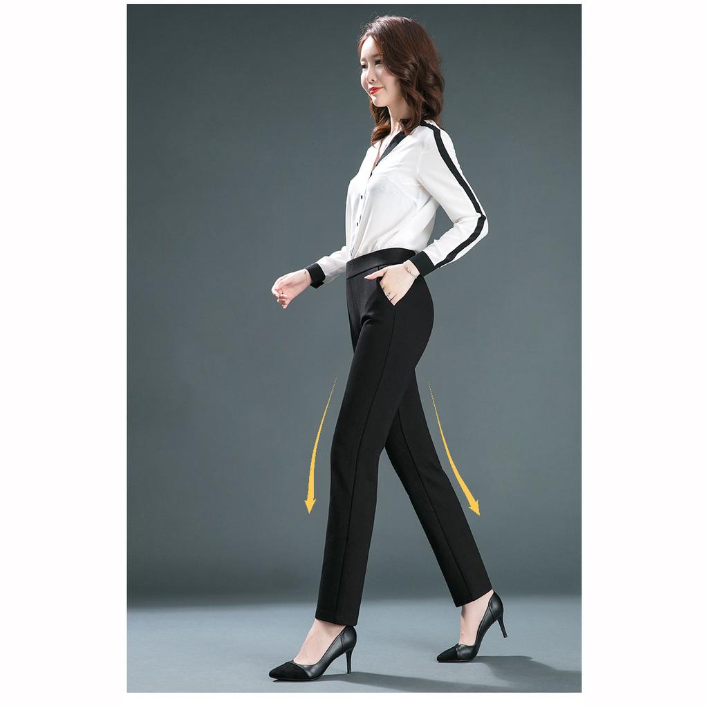High Waist Trousers Women's Fashion Casual Pants Black Khaki Navy Blue Slacks Women Pantalones