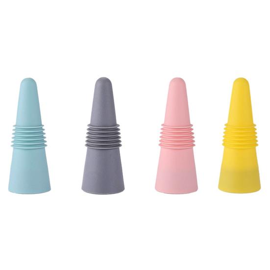 1/4 Pcs Bottle Cork Silicone Great Seal Leakproof Screw Texture No Odor Resuable Elastic Universal Fresh-keeping Champagne Wine Beer Bottole Stoppers