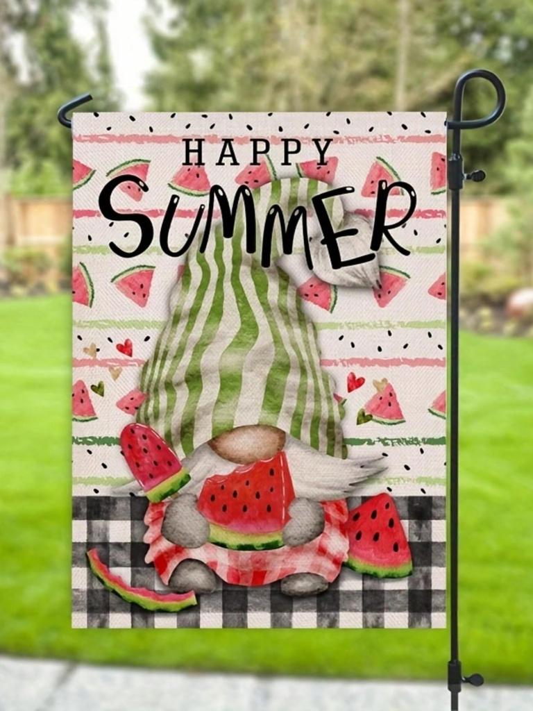 Home Party Outdoor Decoration Supplies Summer Fruit Watermelon Popsicle Garden Flag Outdoor Patio Decoration 1 Pc (Flag Only)
