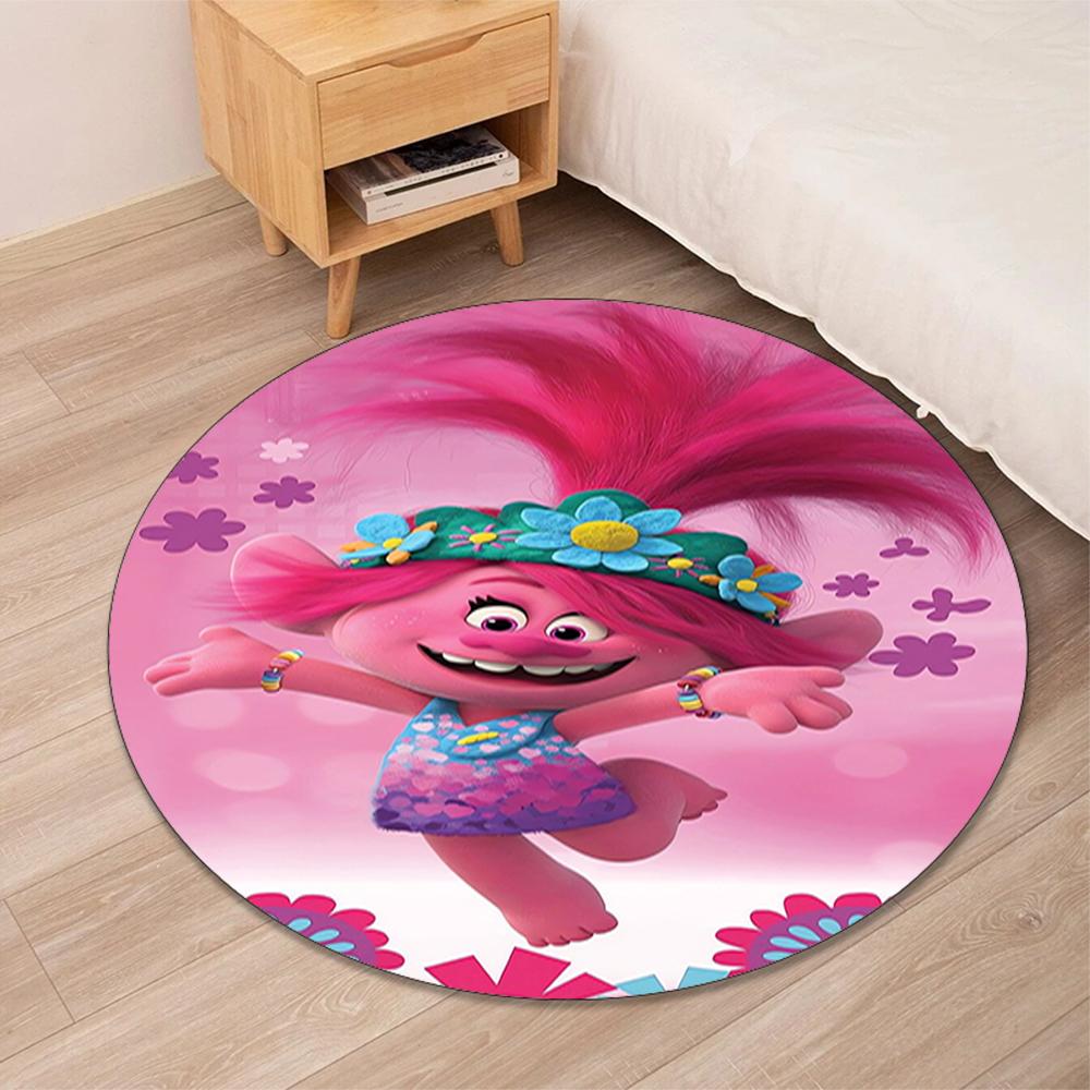Trolls Printed Round Rug Carpet Chair Rug Area Rug Entryway Doormats,for Office Chair Living Room Bedroom Kitchen Room.