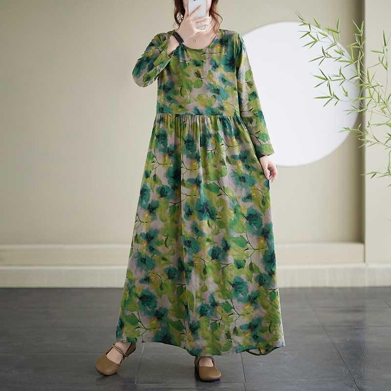 Round Neck Vintage Long Flesh Covering Dresses