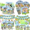 Bluey Kids Theme Birthday Party Supplies Decor Plate Tablecloth Balloon Banner