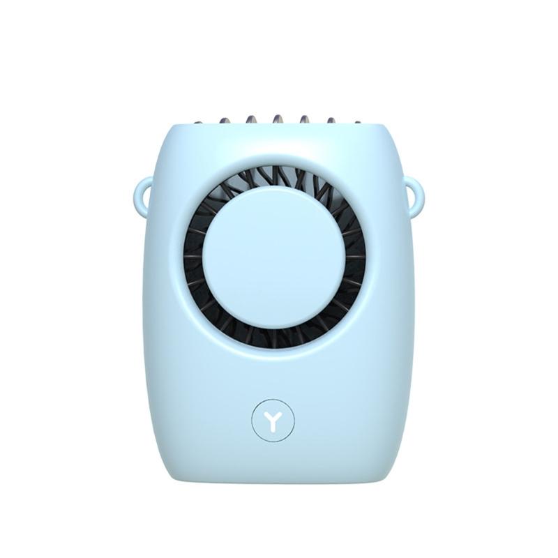 

Перезаряжаемый USB-вентилятор для шеи, портативный вентилятор с функцией громкой связи, подвесной, 3 скорости синий