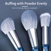 ENZO KEN Blue Glitter Makeup Brush Set with Travel Vegan Face and Eyeshadow Brush Set with Hourglass Resin Colorful Contour Blending Brush Kit Bag,