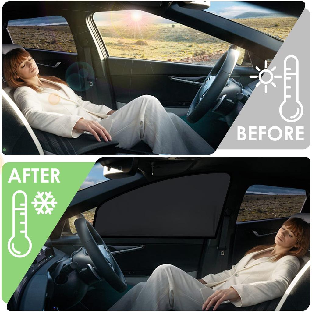 WD&CD Car Curtains, Set of 2, Magnet, Light Blocking, Easy Car Curtain, UV Protection,