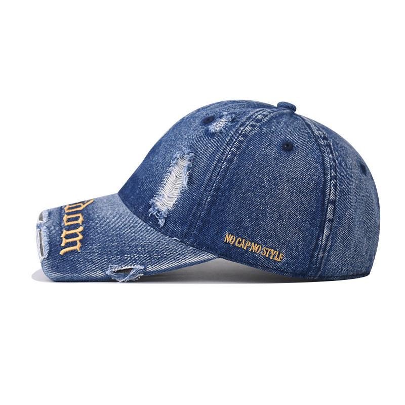 Denim Wash Water Trendy Distressed Baseball Cap For Streetwear Wear Fashion