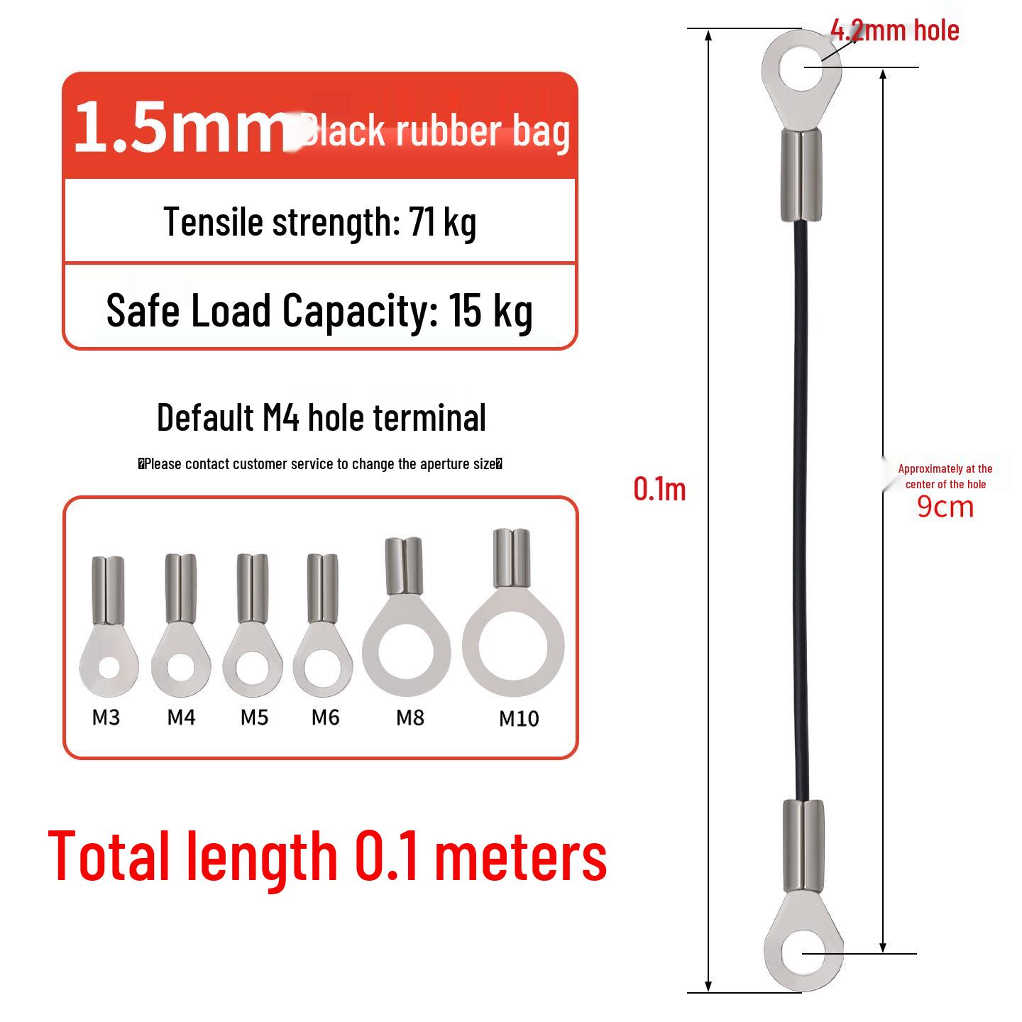 

PVC Coated 304 Stainless Steel Safety Rope with Fish Eye Terminal and Crimped Lock Buckle