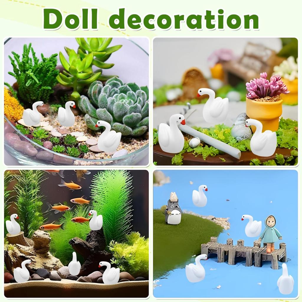 50 Stück Mini-Gänse Harz Winziger Schwan Miniatur Dekor Figur Puppenhaus Garten Dekor Kunststoff Mikro-Landschaftsverzierung Kuchen DIY Basteln
