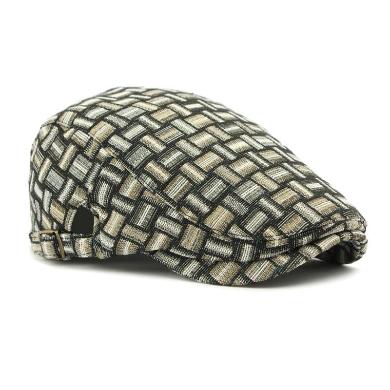 Spring Autumn Hat Women's Retro Plaid Beret Color Block British Peaked Cap