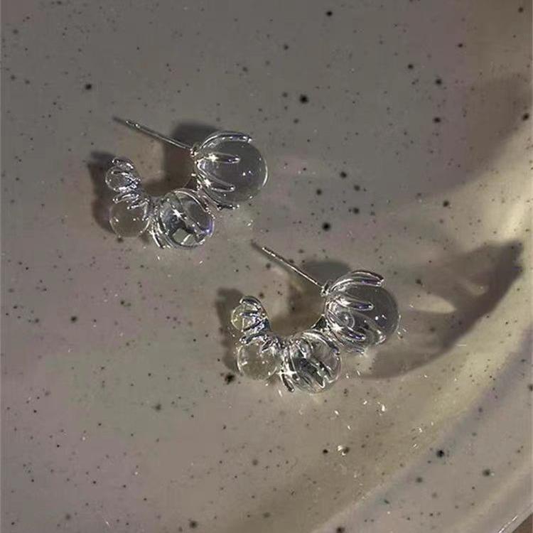 Iceland Night Summer Icy Crystal Bead Stud Earrings Niche Design Earrings Earrings Earrings
