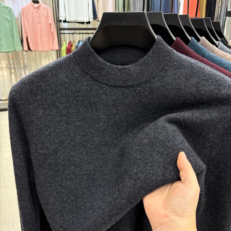 

Чоловічий светр з високою горловиною зі 100% чистої вовни - Осінньо-зимовий повсякденний трикотаж XXXXL