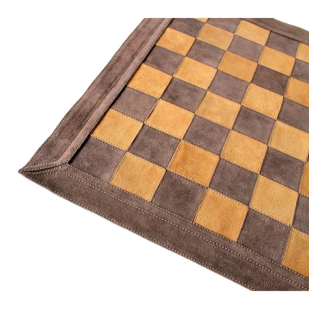 19" x 19" Schach aus echtem Leder - Braune Farbe | Aufrollbares Schach | Turnierschach