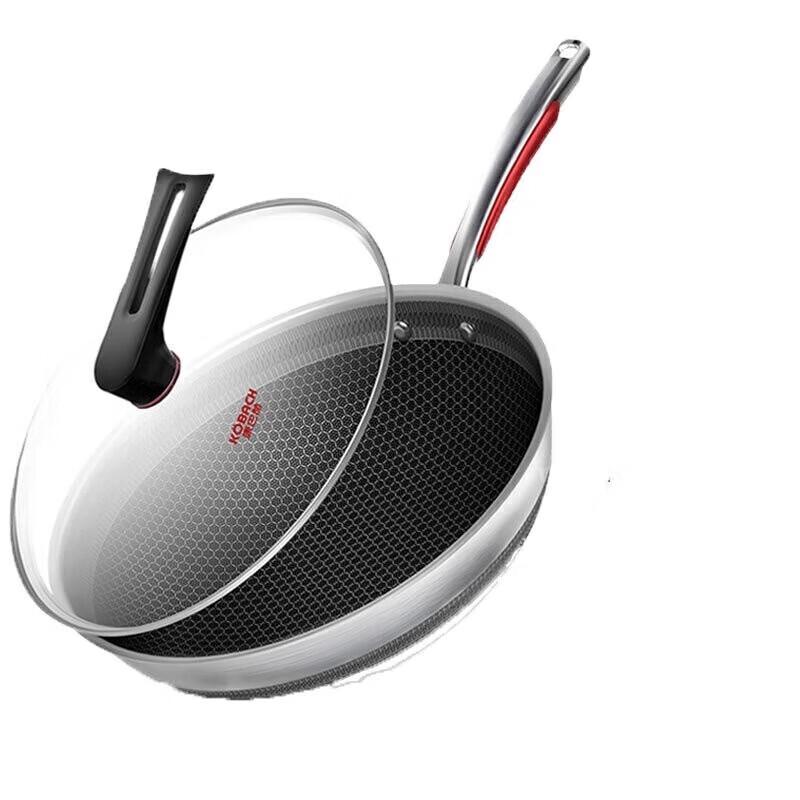 Kangbache 32cm 316L Stainless Steel Honeycomb Non-stick Wok