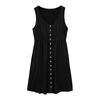 Women's Casual Sleeveless Button Down Dress Summer Elastic Waist A-Line Swing Tank Dresses