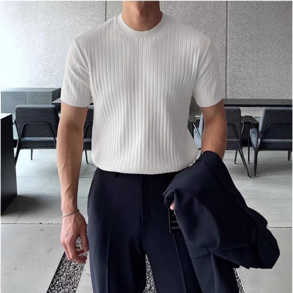 

Slim Fit Ice Silk Crew Neck Men s Summer T-shirt Medium темно-сірий