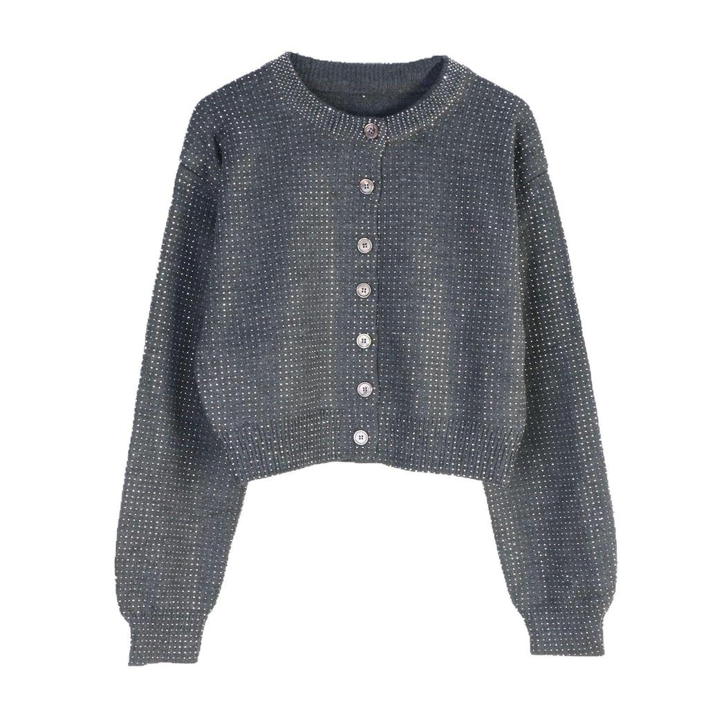Korean-Style Elegant Long-Sleeved Knit Cardigan for Women - Autumn/Winter