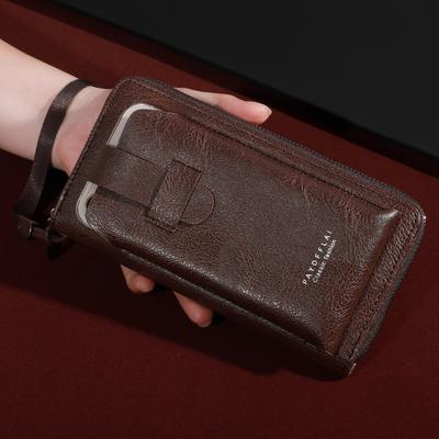 Portafoglio Lungo da Uomo in Morbida Pelle PU Porta Carte Multi-Carta Portamonete Pochette Portafoglio Ultrasottile Clip per Banconote con Portafoglio per Cellulare