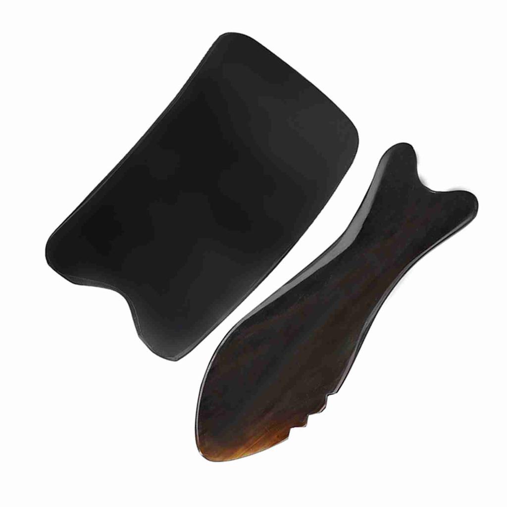 Ox Horn Scraping Board Face Massage Pain Relief Gua Sha Tool (Square Slice Wave Fish Shape)