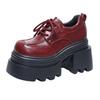Fashion 10CM Heels Women's High Platform Leather Shoes New 2025 Autumn Chunky Sneakers Female Lace-up Loafers Walking Shoes Woman