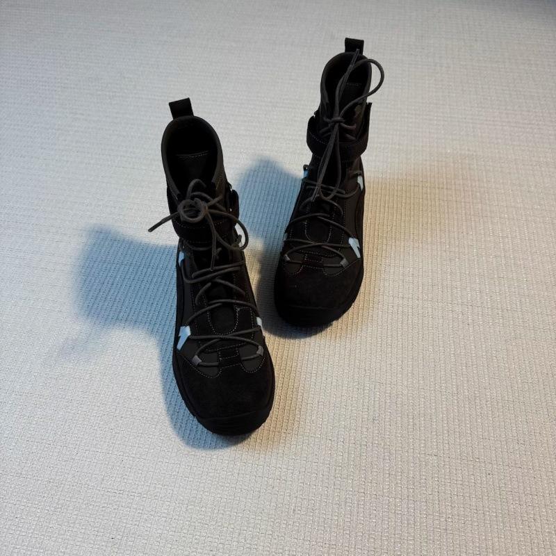 

Soft leather version~ Fashion retro platform Martin boots women s lace-up Velcro sports style recreational locomotive boots single boots women 40 темно-сірий