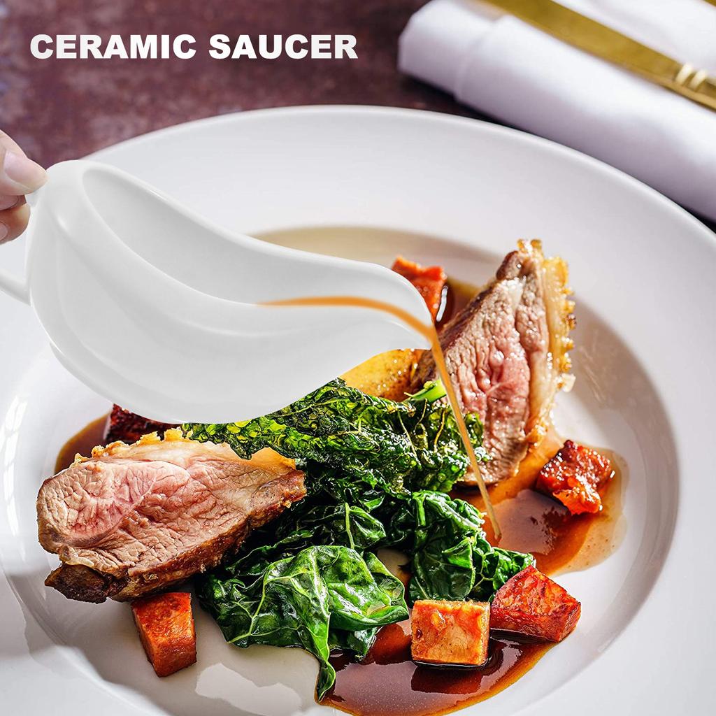 Steak Sauce Pot Small Saucer Dish Seasoning Coffee Glass Saucier Boat with Handle Gravy Pitcher Ceramics Soy Bowl Child