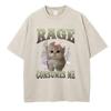 Oversize T Shirt Vintage Washed  Cotton TShirt Rage Consumes Me Cat Graphic Tee Casual Streetwear Spring Summer Shirt