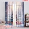2pcs 2D Flat Printing Merry Christmas Window Drapes Christmas Trees and Gifts Polyester Without Electricity Birthday Party for