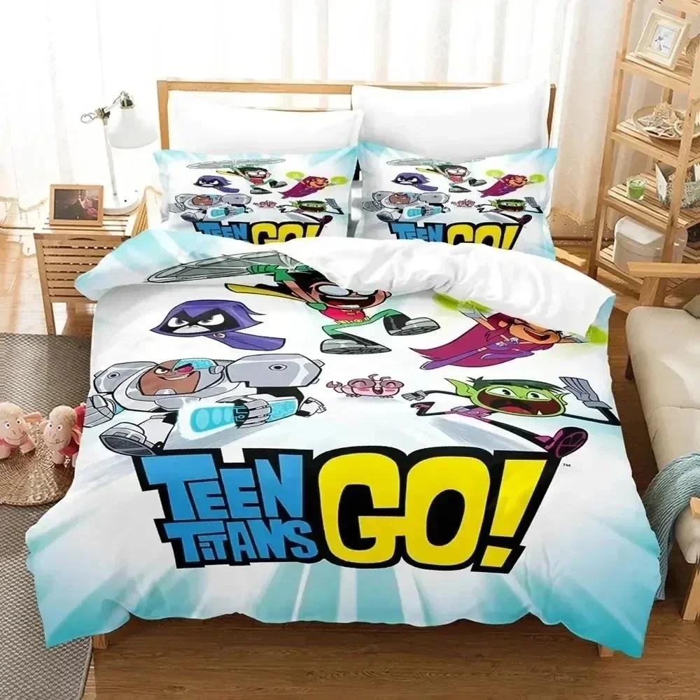 Stampa 3D Cartone Animato Titani Teen Go Set Biancheria da Letto Copripiumino Set Letto Coperta Federa King Queen Size Ragazzi Adulti