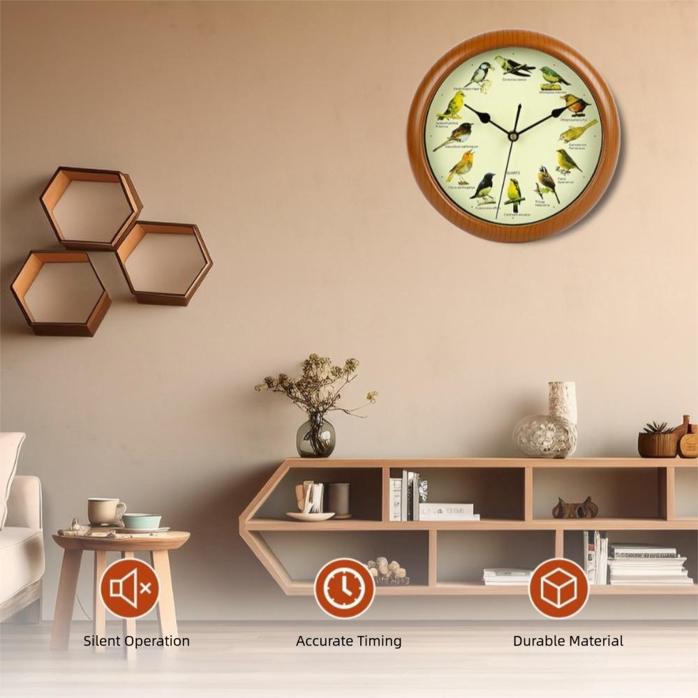 Sound Feature Wall Hanging Clock 10 Inch Musical Wall Clock Singing Bird Clock  Room Decoration