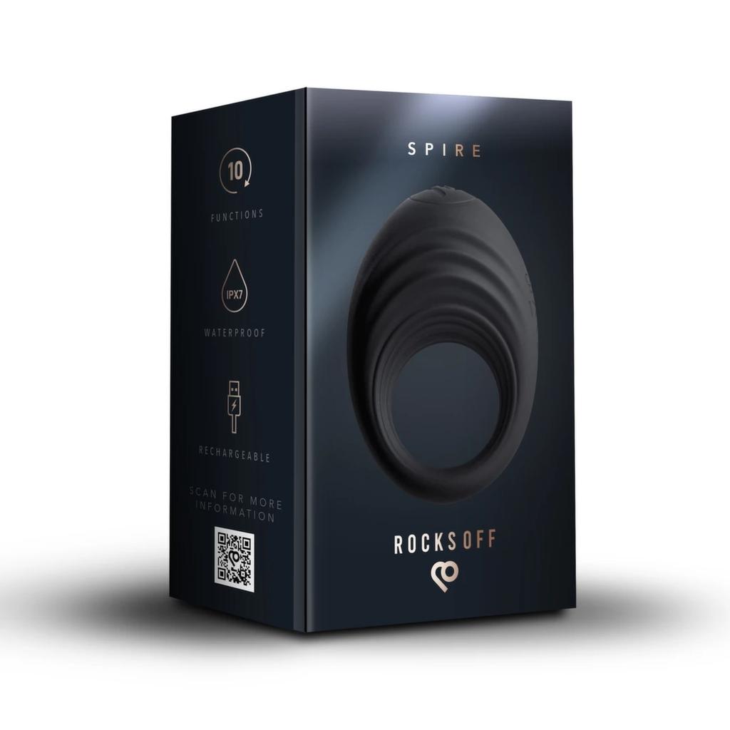 Rocks-Off - Spire Liquid Silicone Vibrating Penis Ring Black