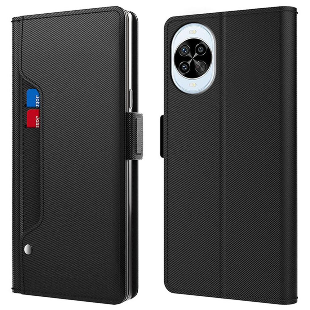 

For Huawei nova 14 Pro 5G Case Stand PU Leather Phone Cover Card Holder Mirror Black