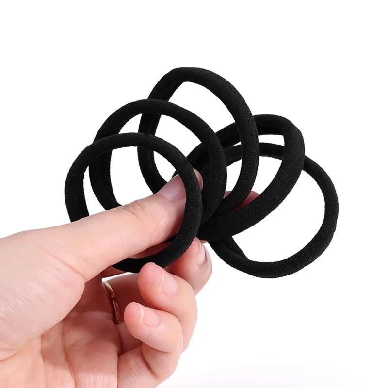 50/100 ks Černé gumičky do vlasů pro ženy dívky čelenka vysoce elastická gumička gumičky do vlasů držák na culík scrunchies doplněk