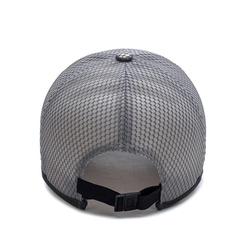 Summer Outdoor Sunshade Mesh Hat, Men's Extended Brim Leather Label Baseball Cap, Sunscreen Hat