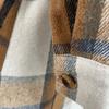 Primavera Autunno Donna Plaid Manica Lunga Cintura Cardigan Abiti Colletto Revers Vita Alta A-Line Lunghezza Media Abito Camicia
