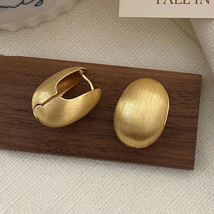 Tibetan Silver 18K Gold Plated Brushed Geometric Hoop Earrings for Women Trendy Fashion  Minimalist Accessories