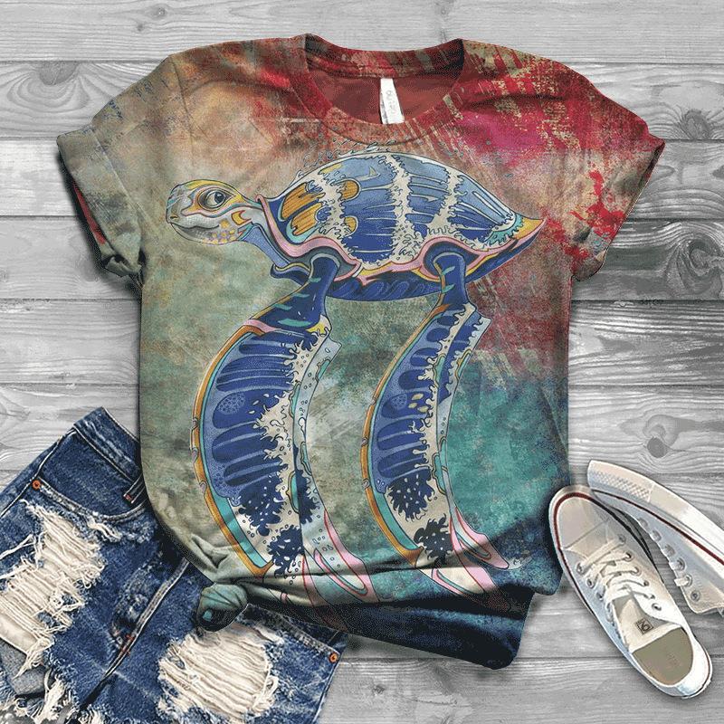 Sommer Kreativ Fuchs Groß Locker 3D T-Shirt 3D Bedrucktes Damen Kurzarm T-Shirt