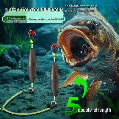 Anti-Bottom Double Hook Fly Rig with Buoyant Lure – Fishing Tackle Accessory