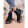 Damen Neue Britische Stil Knöchelhohe Martin Chelsea Boots Runde Zehen Winter Einfache Dicksohlige Stiefel