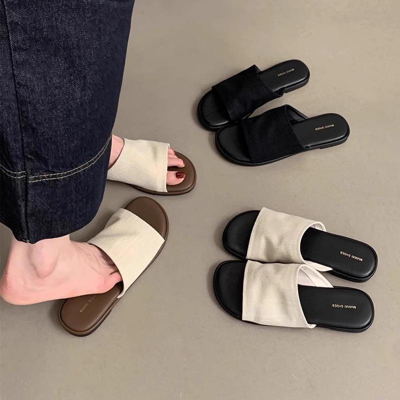 Linen slippers women's summer wear new women's Korean sandals retro casual fairy vacation flat beach shoes