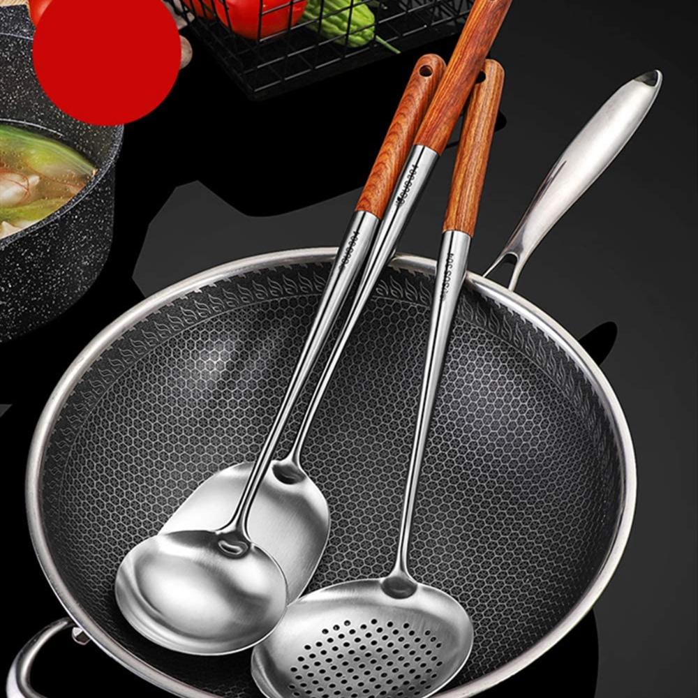 Stainless Steel Kitchen Utensils Cooking Tools Ladle Skimmer Spoon Turner Wok Cookware