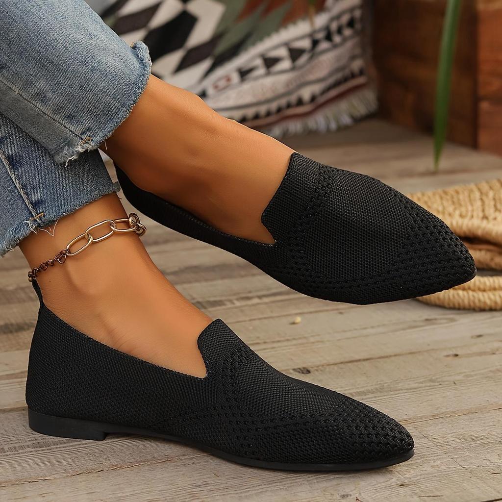 Women's Solid Color Mesh Flat Shoes, Shallow Mouthed Lightweight Soft Sole Casual Shoes, Breathable Low Top Shoes
