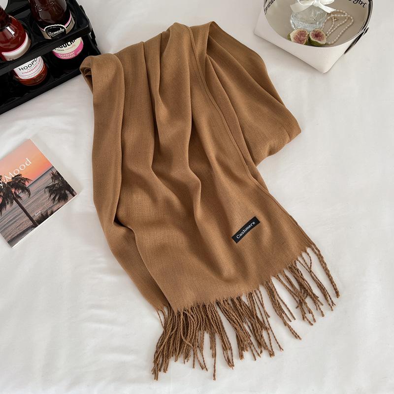 Green winter new solid color imitation cashmere scarf versatile gift men's and women's shawl tide